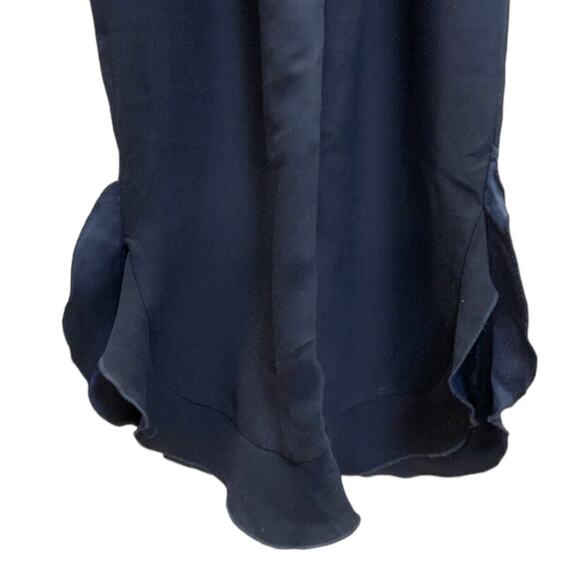 ZARA Jumpsuit SZ S Navy Blue Sleeveless Frilled Leg Sash Waist Ankle Length - Picture 8 of 14